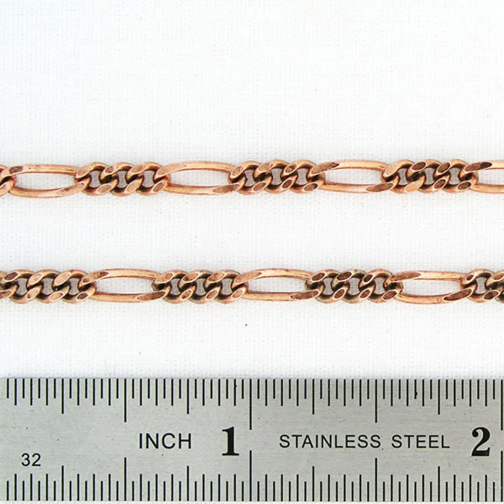 Solid Copper Necklace Chain Fine Copper Figaro Chain Necklace NC41 Italian Style Figaro Solid Copper Chain Necklace 24 Inch Chain