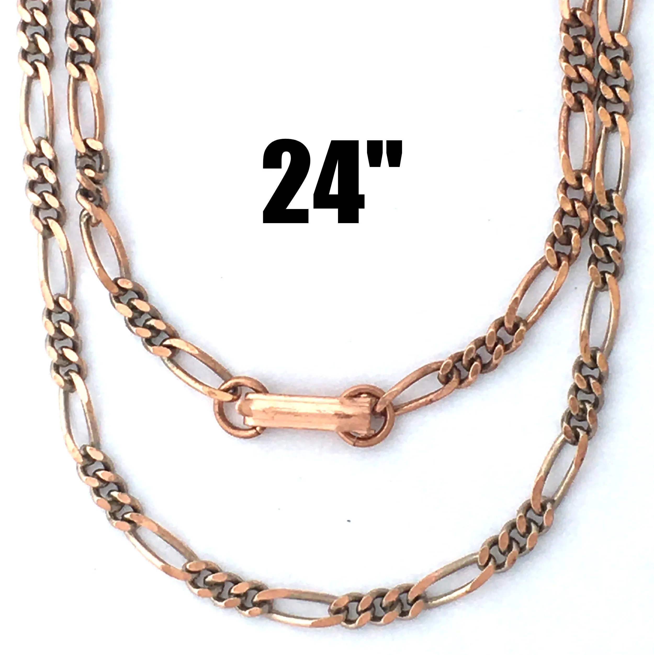 Solid Copper Necklace Chain Fine Copper Figaro Chain Necklace NC41 Italian Style Figaro Solid Copper Chain Necklace 24 Inch Chain