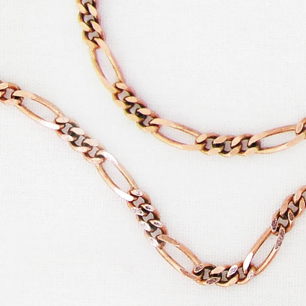 Solid Copper Necklace Chain Fine Copper Figaro Chain Necklace NC41 Italian Style Figaro Solid Copper Chain Necklace 24 Inch Chain