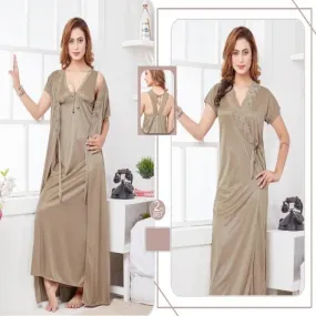 Stylish Indian Bridal 2pc Gown Nighty Set For Women