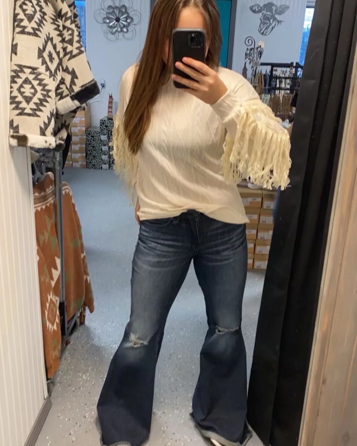 TOASTED MARSHMALLOW FRINGE SWEATER