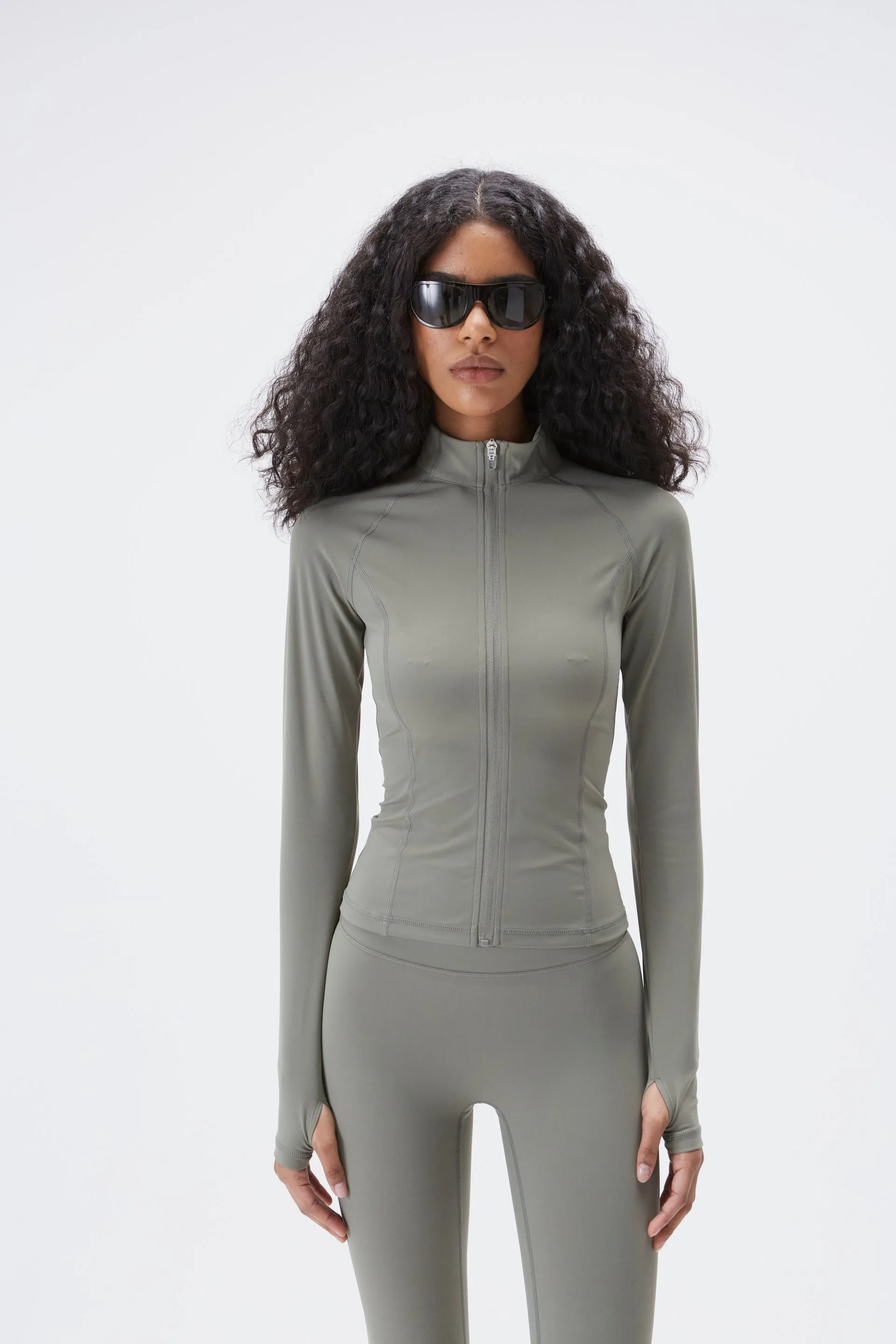 Ultimate Long Sleeve Zip Up Top - Olive Green