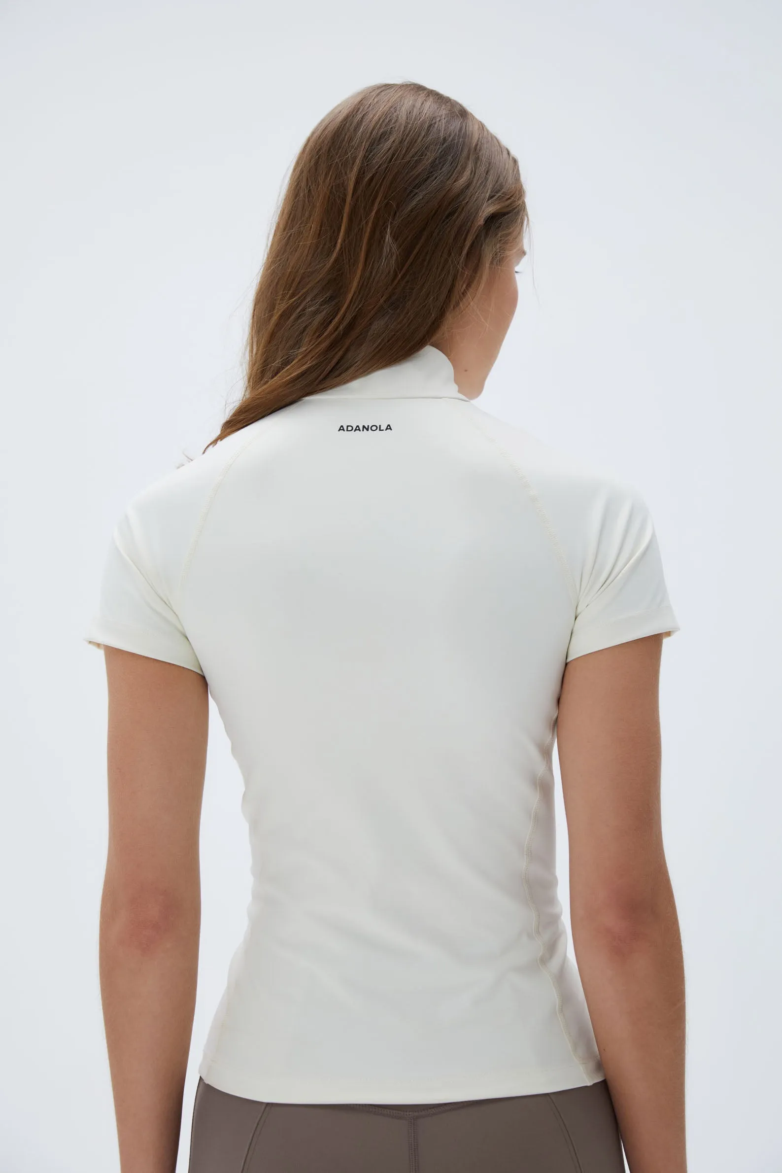 Ultimate Short Sleeve Quarter Zip Top - Marshmallow White