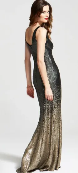 V Sequin Gold Ombre