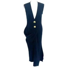 Victoria Beckham Navy Knitted Vest Dress L