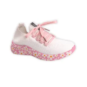 White Pink with Flowers Sneakers