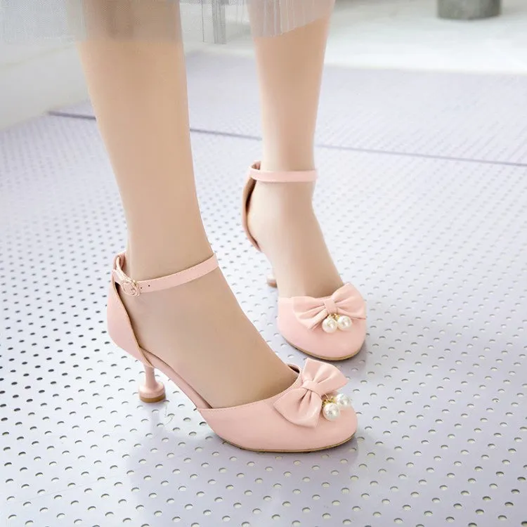 Women's Bow Pearl High Heels Pumps