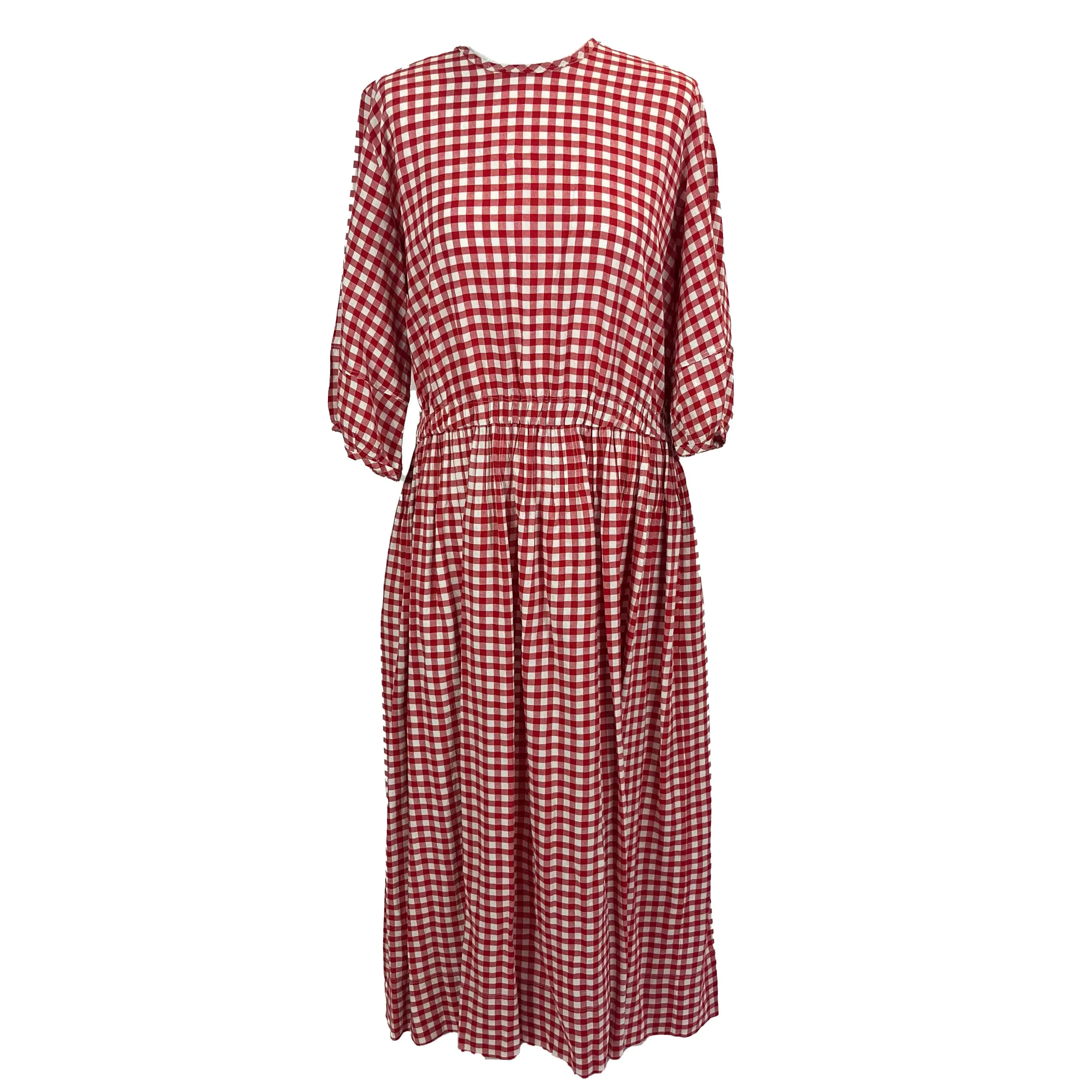 Y.M.C. Red Gingham Cotton Mix Midi Dress L