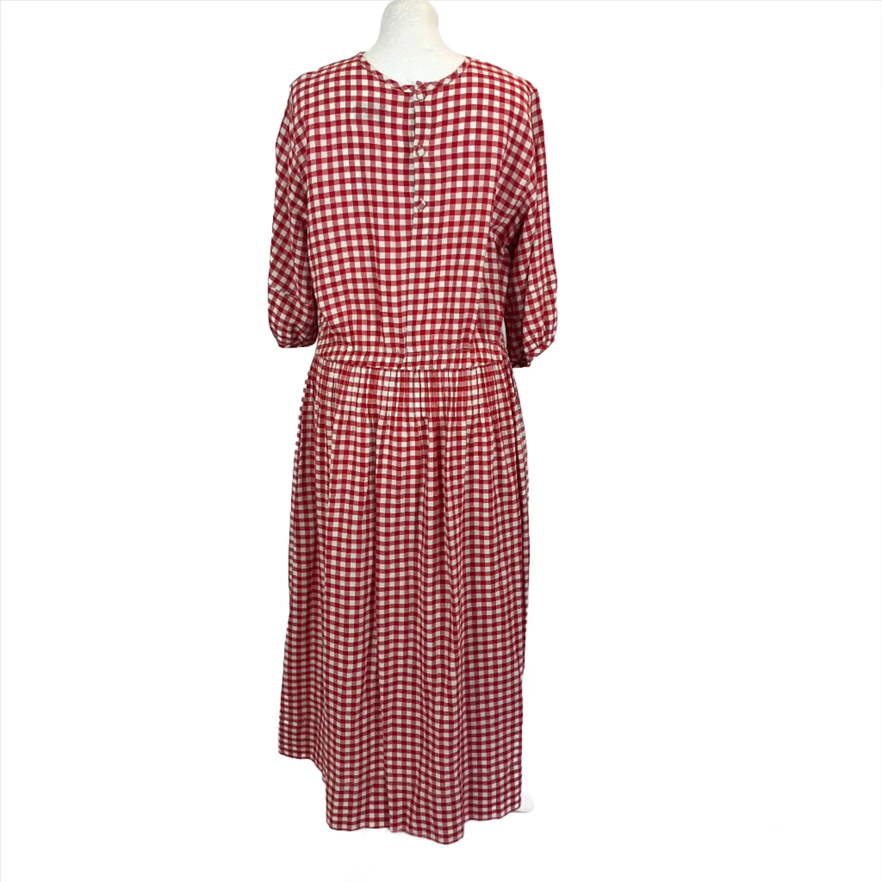 Y.M.C. Red Gingham Cotton Mix Midi Dress L