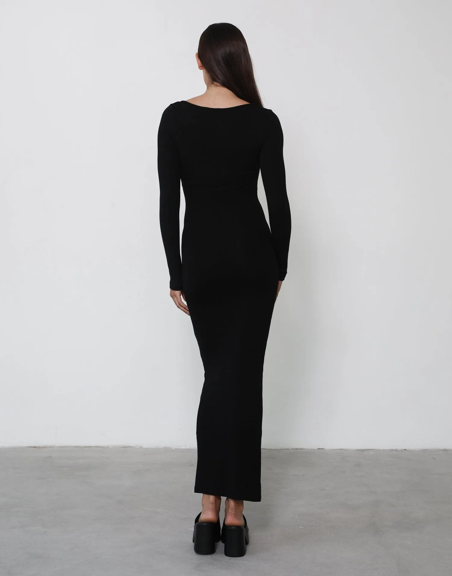 Zamira Long Sleeve Maxi Dress (Black)