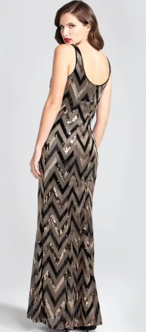 Zig Zag Sequin Gown